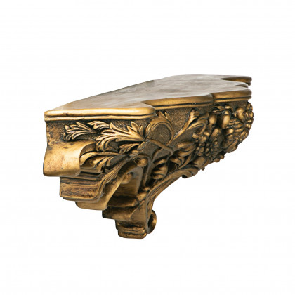 Toscano - Brussels Floral Art Nouveau Sculptural Wall Shelf in Gold, Designer Resin