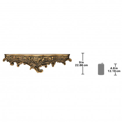 Toscano - Brussels Floral Art Nouveau Sculptural Wall Shelf in Gold, Designer Resin