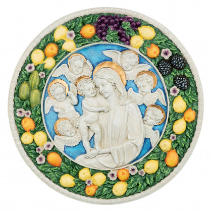 Toscano - Virgin Mary and Child Roundel Wall Sculpture