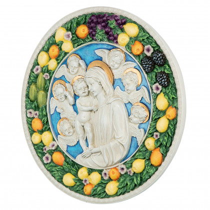 Toscano - Virgin Mary and Child Roundel Wall Sculpture