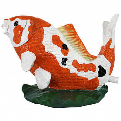 Toscano - Kohaku Asian Koi Piped Spitter Statue
