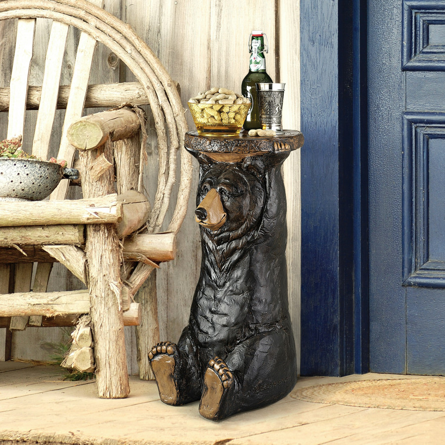 Toscano - Black Forest Bear Table Sculptural Pedestal in Designer Resin