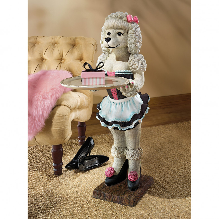 Toscano - Coco the Parisian Poodle Butler Sculptural Pedestal Table in Designer Resin