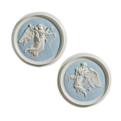 Toscano - Set of 2 Morning and Night Angel Roundel Wall Sculptures