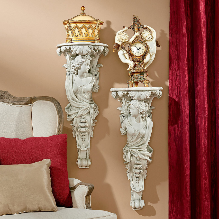 Toscano - Set of 2 French Baroque Caryatid Wall Sculptures