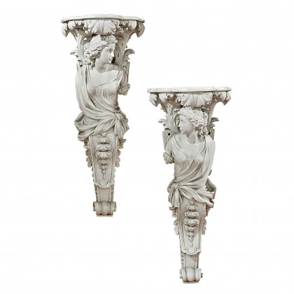 Toscano - Set of 2 French Baroque Caryatid Wall Sculptures