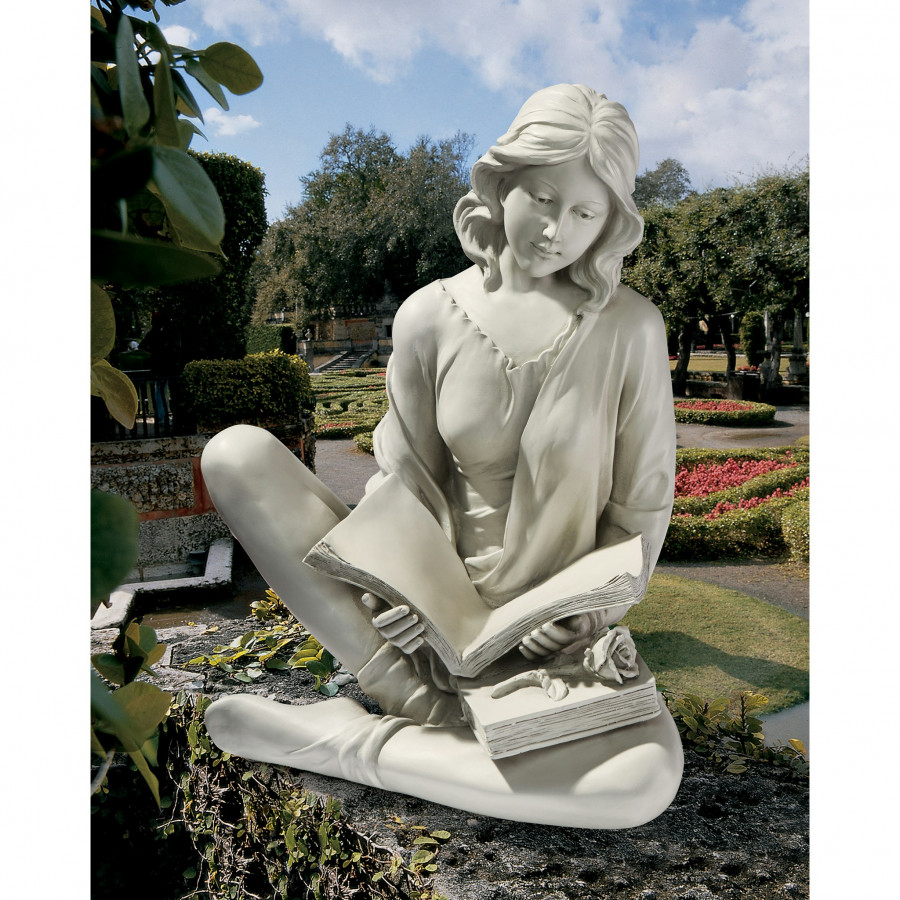 Toscano - Reflection Reader Garden Girl Statue