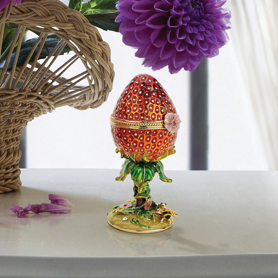 Toscano Gardens Treasures Romanov-Style Collectible Enameled Egg - Strawberry