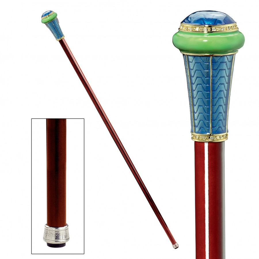 Toscano - Imperial Peacock Tail Enameled Walking Stick
