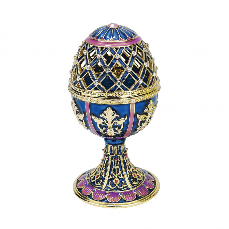Toscano Jeweled Trellis Romanov-Style Collectible Enameled Egg - Bleue