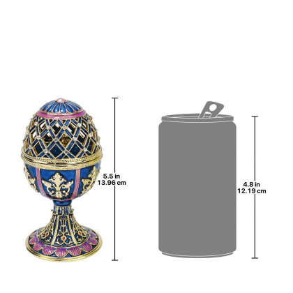 Toscano Jeweled Trellis Romanov-Style Collectible Enameled Egg - Bleue