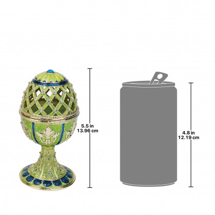 Toscano Jeweled Trellis Romanov-Style Collectible Enameled Egg - Verte