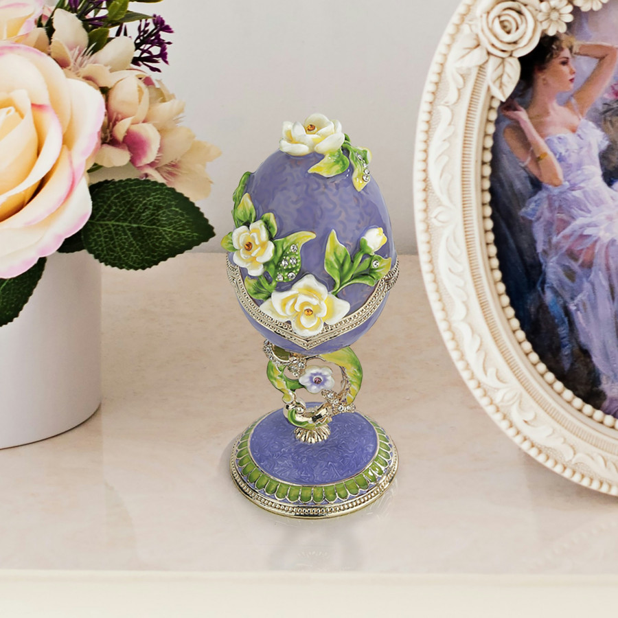 Toscano - Spring Bouquet Romanov-Style Collectible Enameled Egg in Lavender