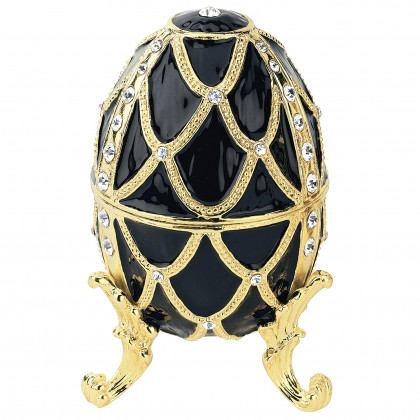 Toscano Golden Trellis Romanov-Style Collectible Enameled Egg - Ebony