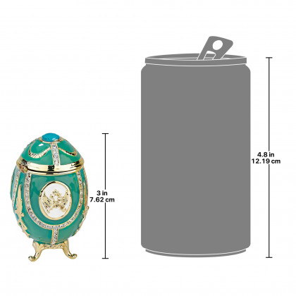 Toscano Russian Imperial Eagle Romanov-Style Collectible Enameled Egg - Teal Green