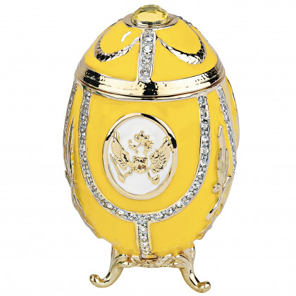 Toscano Russian Imperial Eagle Romanov-Style Collectible Enameled Egg - Lemon Yellow
