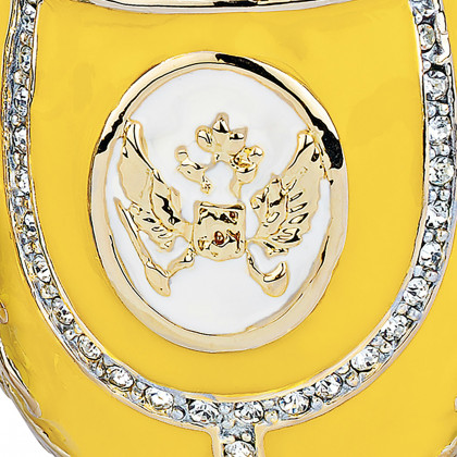Toscano Russian Imperial Eagle Romanov-Style Collectible Enameled Egg - Lemon Yellow