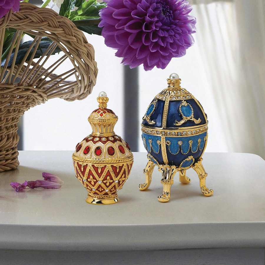 Toscano - Set of 2 Pushkin Romanov-Style Collectible Enameled Eggs