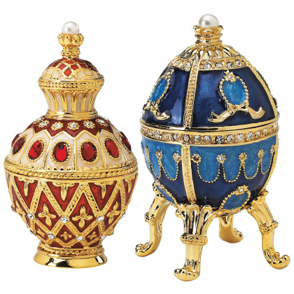 Toscano - Set of 2 Pushkin Romanov-Style Collectible Enameled Eggs