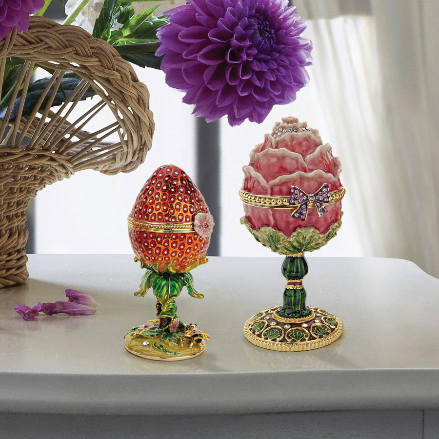 Toscano - Set of 2 Gardens Treasures Romanov-Style Collectible Enameled Eggs