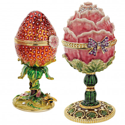 Toscano - Set of 2 Gardens Treasures Romanov-Style Collectible Enameled Eggs