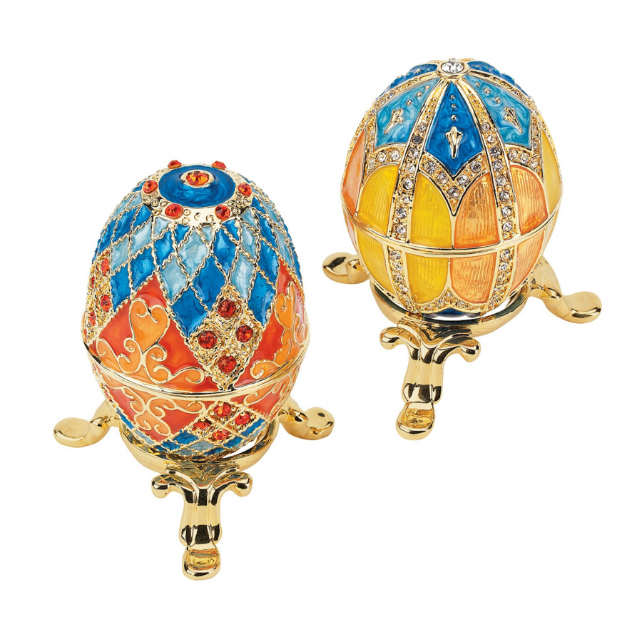 Toscano - Set of 2 Grand Duchess Romanov-Style Collectible Enameled Eggs
