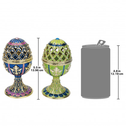 Toscano - Set of 2 Jeweled Trellis Romanov-Style Collectible Enameled Eggs