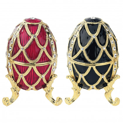 Toscano - Set of 2 Golden Trellis Romanov-Style Collectible Enameled Eggs
