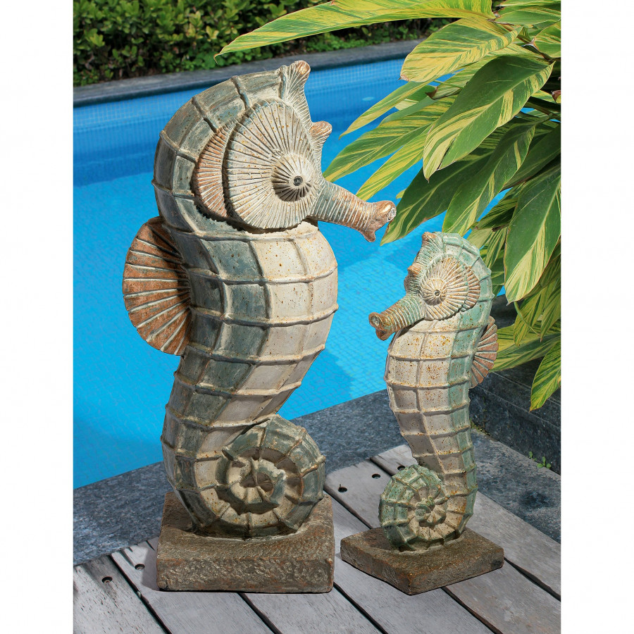 Toscano - Sea Biscuit Seahorse Marine Fish Family Statue Collection Set