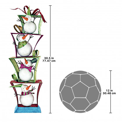Toscano - Stack of Christmas Snowmen Holiday Fun Bunch Metal Statue