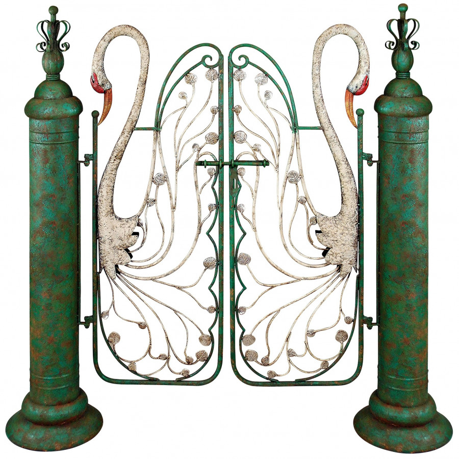 Toscano - Swan Serenade Entryway Garden Gate in Iron