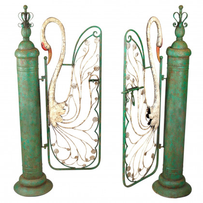 Toscano - Swan Serenade Entryway Garden Gate in Iron