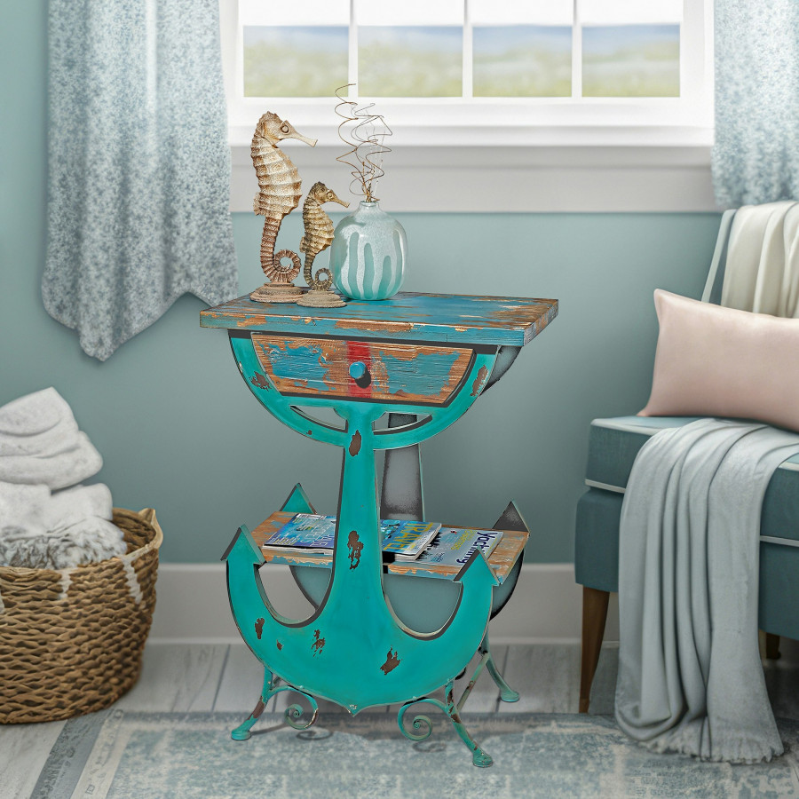 Toscano - Anchors Aweigh Vintage Coastal Sculptural Side Table in Iron