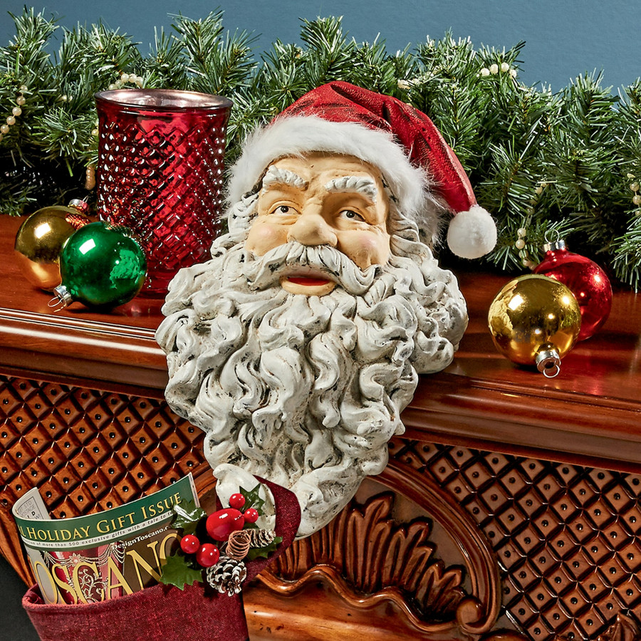 Toscano - Ho-Ho-Hold It Santa Mantel Stocking Holder Statue