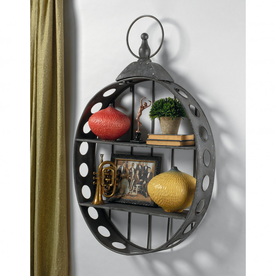 Toscano - Wall Pocket Watch Sculptural Curio Shelves in Metal