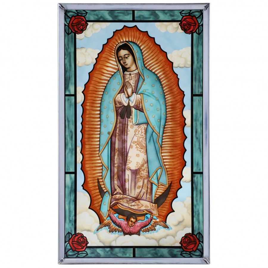 Toscano - The Virgin of Guadalupe Religious Art Glass Panel