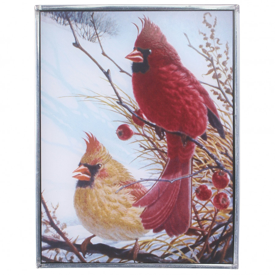 Toscano - Windy Cardinal Birds Art Glass