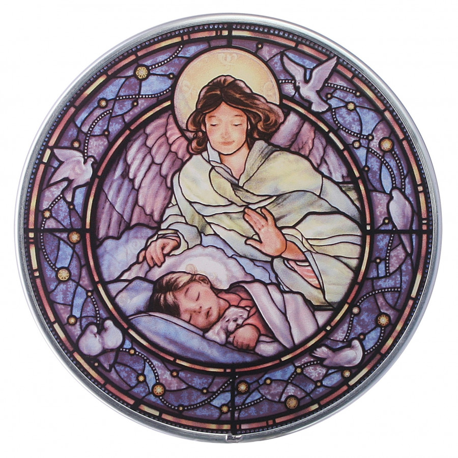 Toscano - Little Girl Guardian Angel Art Glass