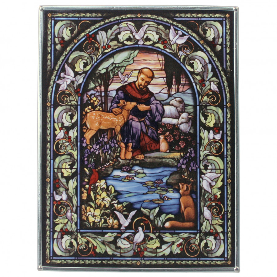 Toscano - Saint Francis Patron Saint of Animals Art Glass