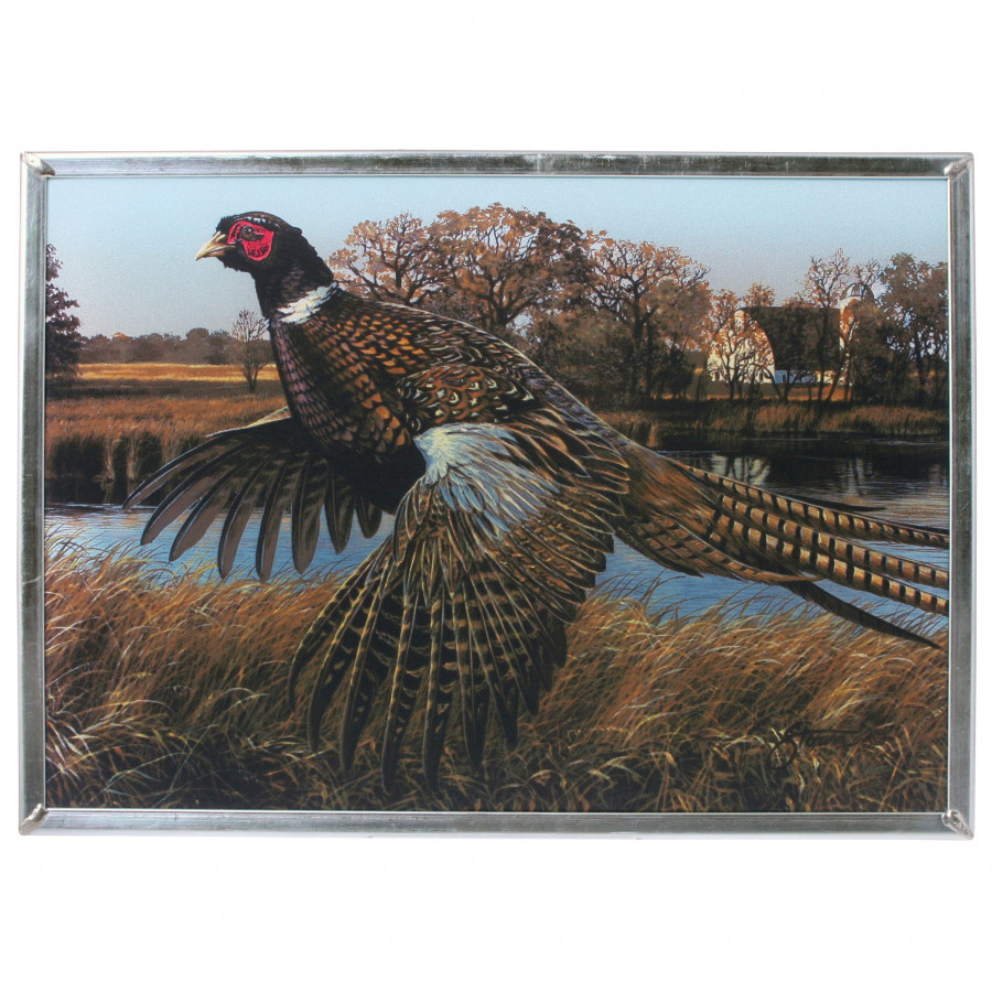 Toscano - Pheasant Behind The Barn Art Glass