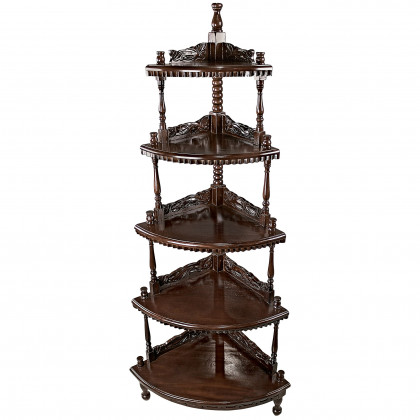 Toscano - 5-Tiered Edwardian Corner Shelf in Walnut, Mahogany