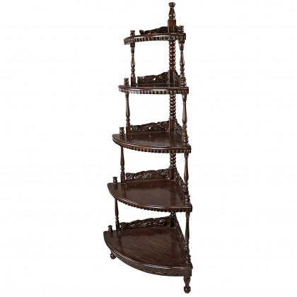 Toscano - 5-Tiered Edwardian Corner Shelf in Walnut, Mahogany