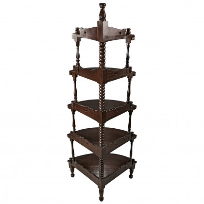 Toscano - 5-Tiered Edwardian Corner Shelf in Walnut, Mahogany