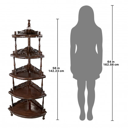 Toscano - 5-Tiered Edwardian Corner Shelf in Walnut, Mahogany