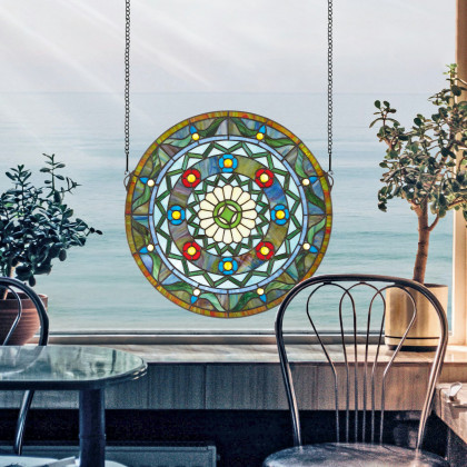 Toscano - Kaleidoscope Stained Glass Window