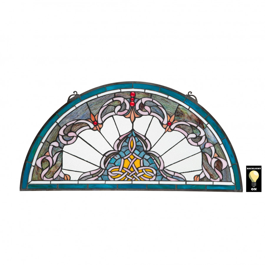 Toscano - Lady Astor Demi-Lune Stained Glass Window