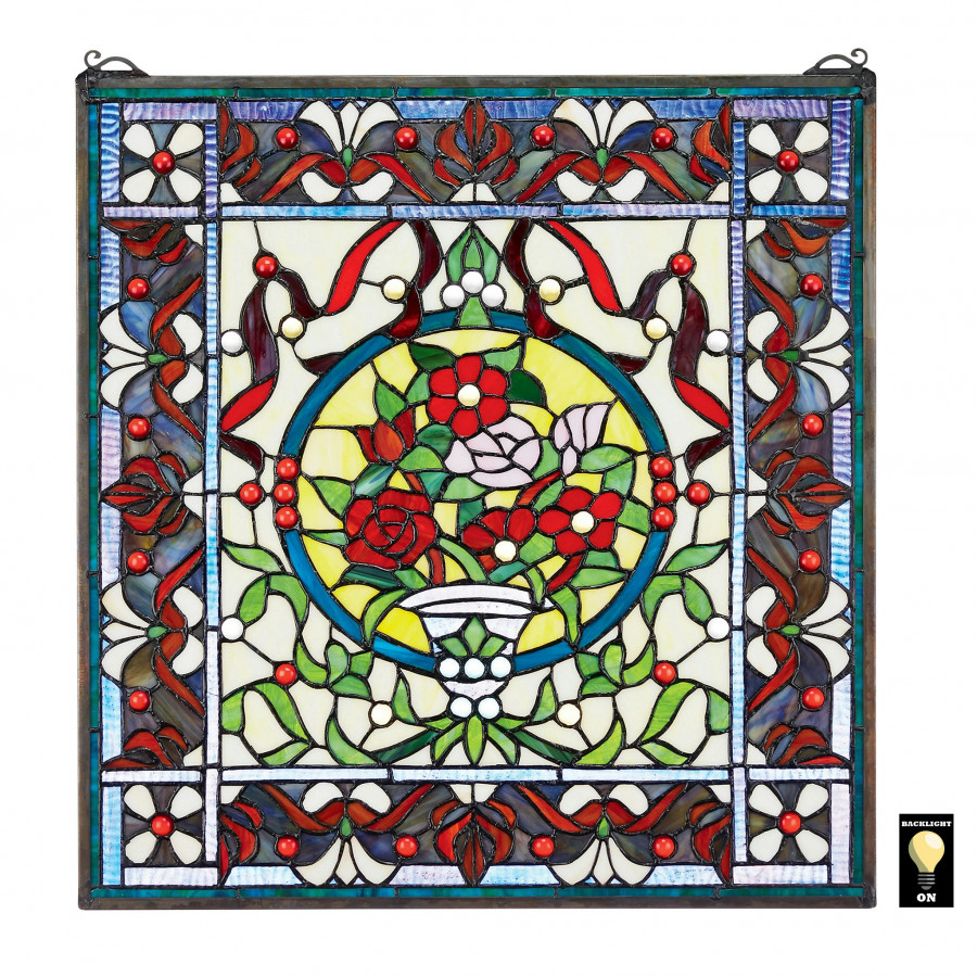 Toscano - Panier des Fleurs Stained Glass Window
