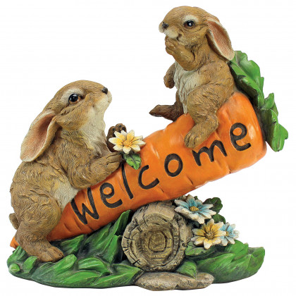 Toscano - Bunny Bunch Welcome Sign Statue