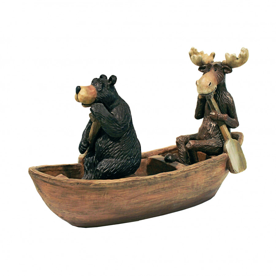 Toscano - Moose and Black Bear in a Boat Statue