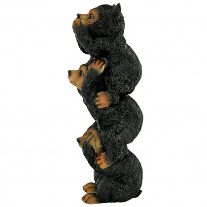 Toscano - Backwoods Troublemakers SpeakHearSee No Evil Black Bear Statue